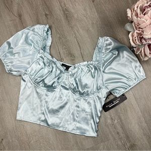 NWT Haute Monde Teal Crop Top Small
